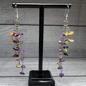 MULTI GEMSTONE DANGLE EARRINGS (072)